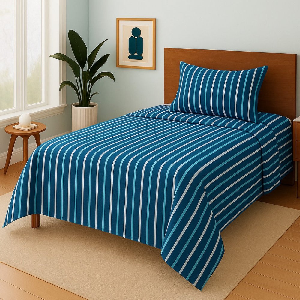 Blue Lines - Single Bedsheet Set - Zaraish.com