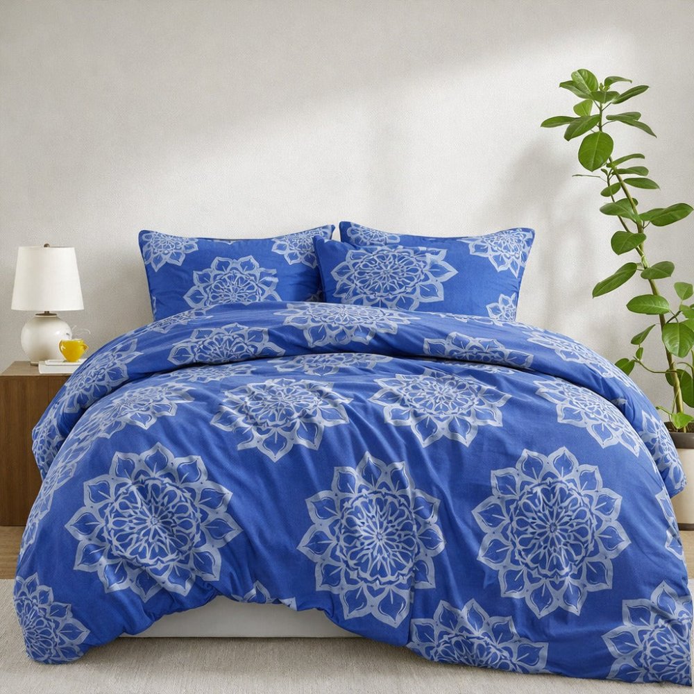 Blue Pyramid - 6pcs Quilt Cover Set (Without Filling) - Zaraish.com
