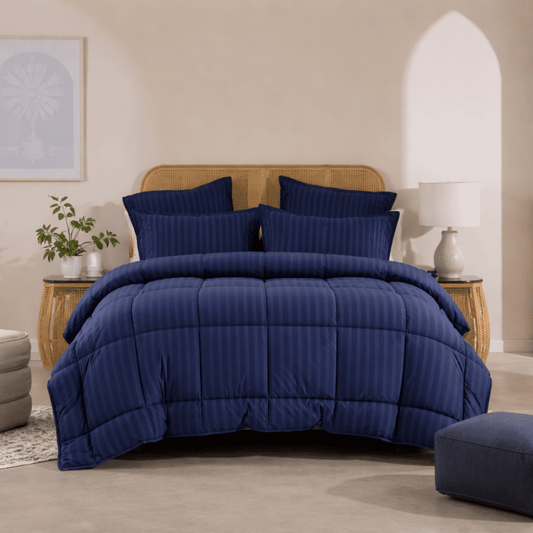 BLUE STRIPE - Premium SUMMER 6pcs Comforter Set (LIGHT FILLING) - Zaraish.com