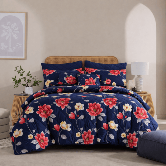 Blue Tehni - 7pcs PREMIUM Summer Comforter Set (Light Filling) - Zaraish.com