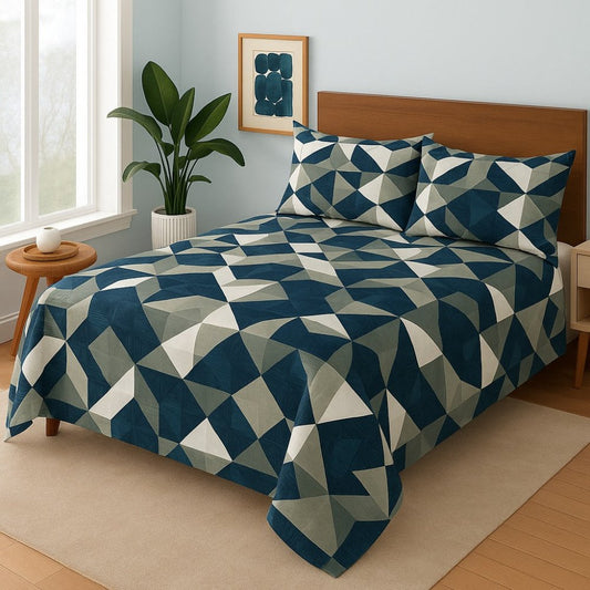 BLUE TRIANGLE - Bedsheet Set - Zaraish.com