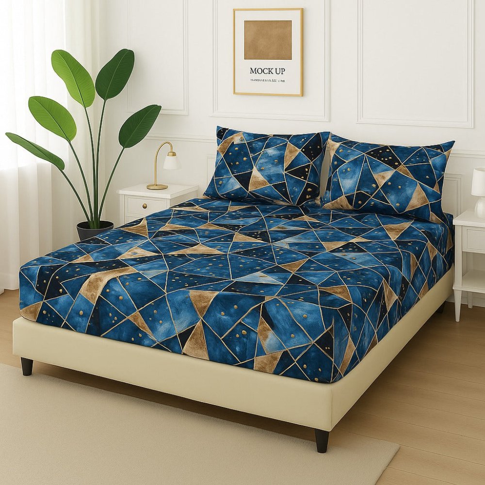 BLUE TRIANGLE- Fitted Bedsheet Set - Zaraish.com