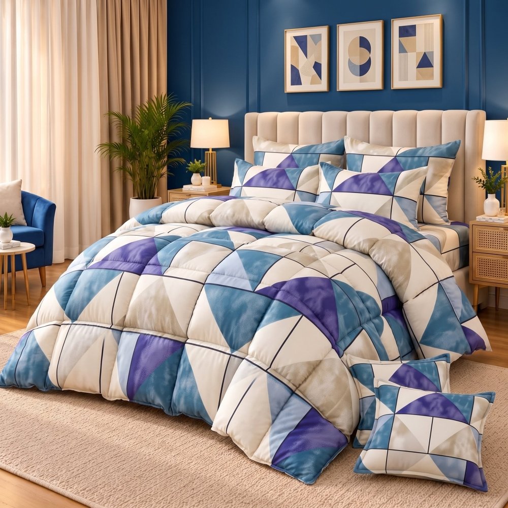 BLUE TUKRI -8 pcs WINTER RAZAI Set (HEAVY FILLING) - Zaraish.com