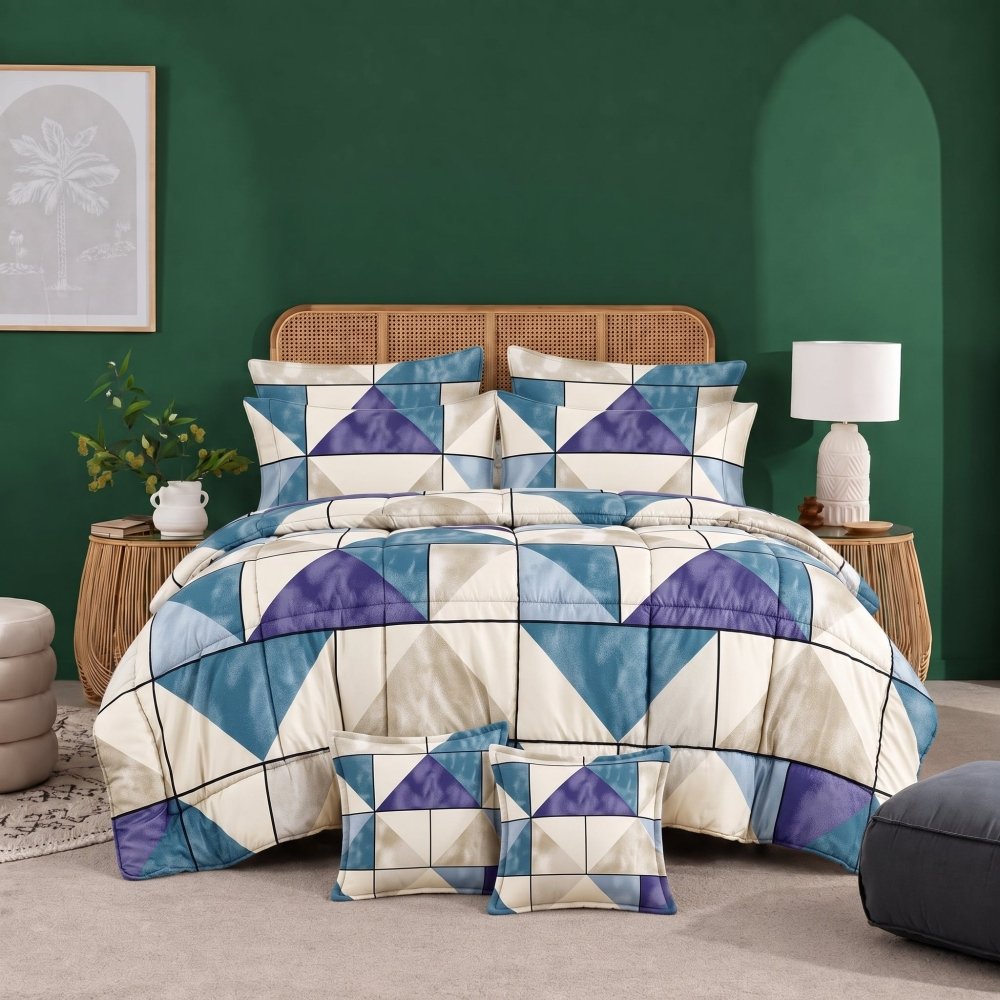 Blue Tukri - 8pcs Premium Comforter Set - Zaraish.com