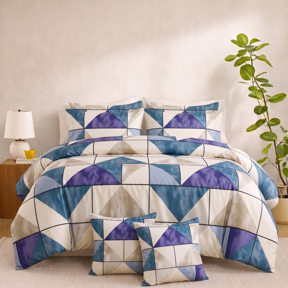 BLUE TUKRI - 8pcs Quilt Cover Set (Without Filling) - Zaraish.com