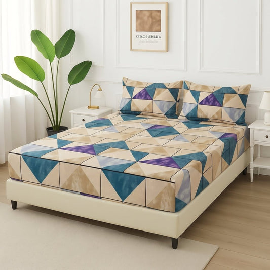 BLUE TUKRI- Fitted Bedsheet Set - Zaraish.com