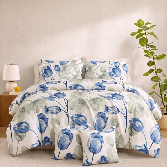 Bluebell Cascade - 8pcs Quilt Cover Set (Without Filling) - Zaraish.com