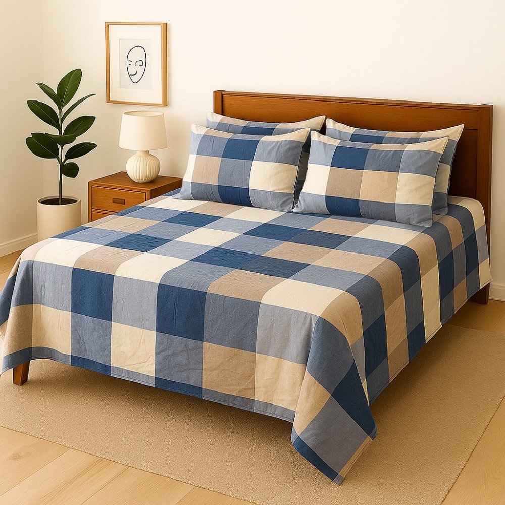 BOX CHECK - Bedsheet With 4 Pillow Covers - Zaraish.com
