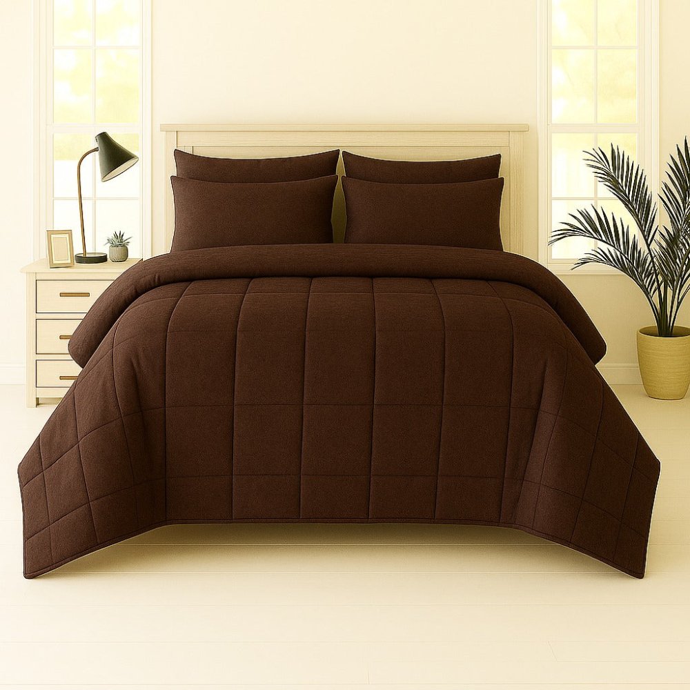 Brown Plain - WINTER RAZAI Set (HEAVY FILLING) - Zaraish.com