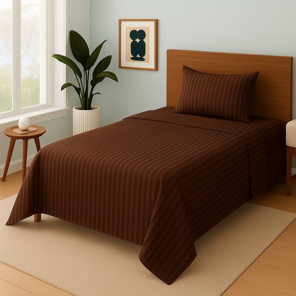 BROWN STRIPE- Single Bedsheet Set - Zaraish.com