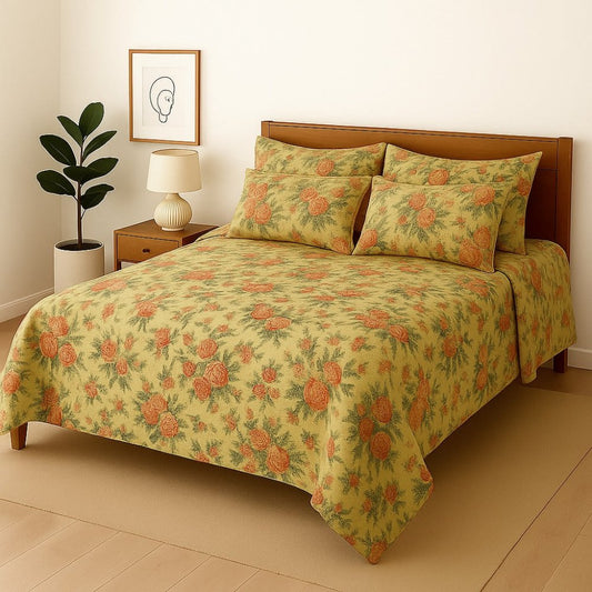 BROWNY - Bedsheet With 4 Pillow Covers - Zaraish.com