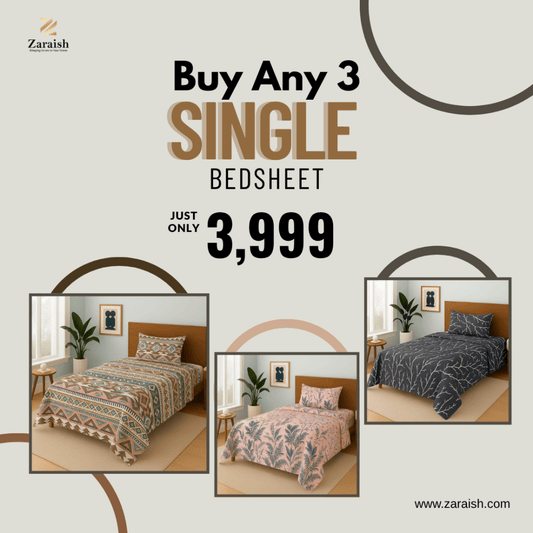 BUY ANY 3 single bedsheet IN 3999 - Zaraish.com