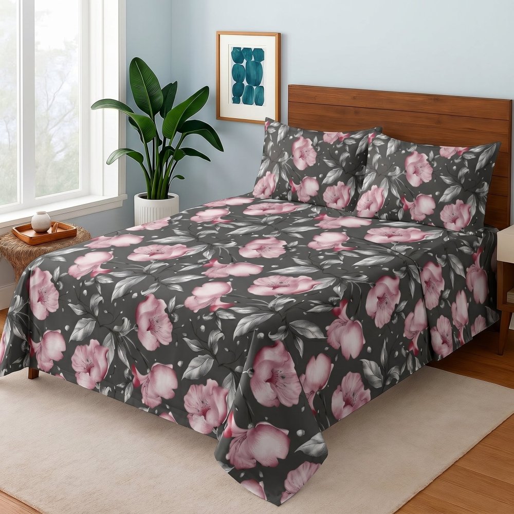Charcoal Rose - Bedsheet Set - Zaraish.com