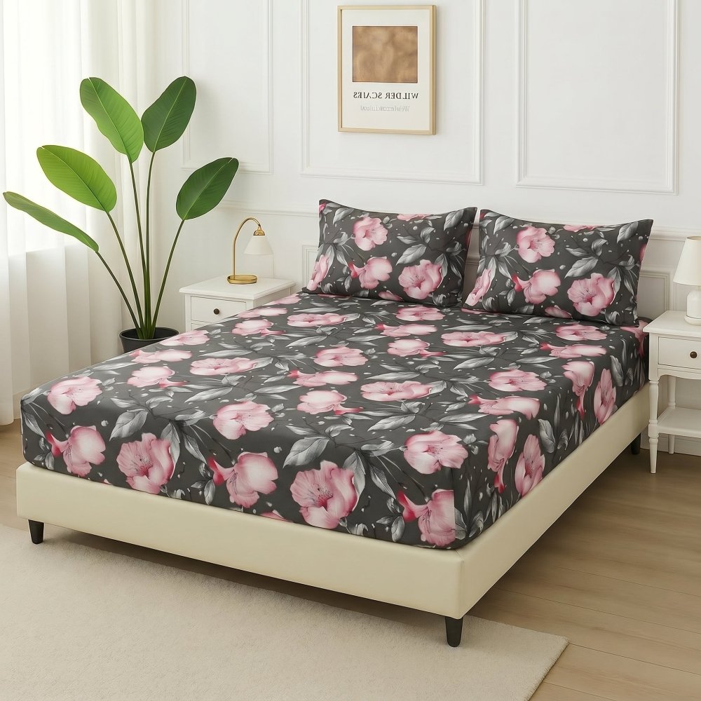 Charcoal Rose - Fitted Bedsheet Set - Zaraish.com