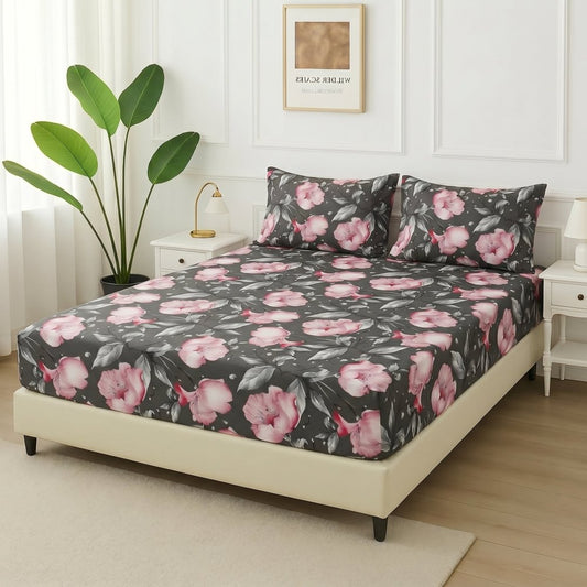 Charcoal Rose - Fitted Bedsheet Set - Zaraish.com