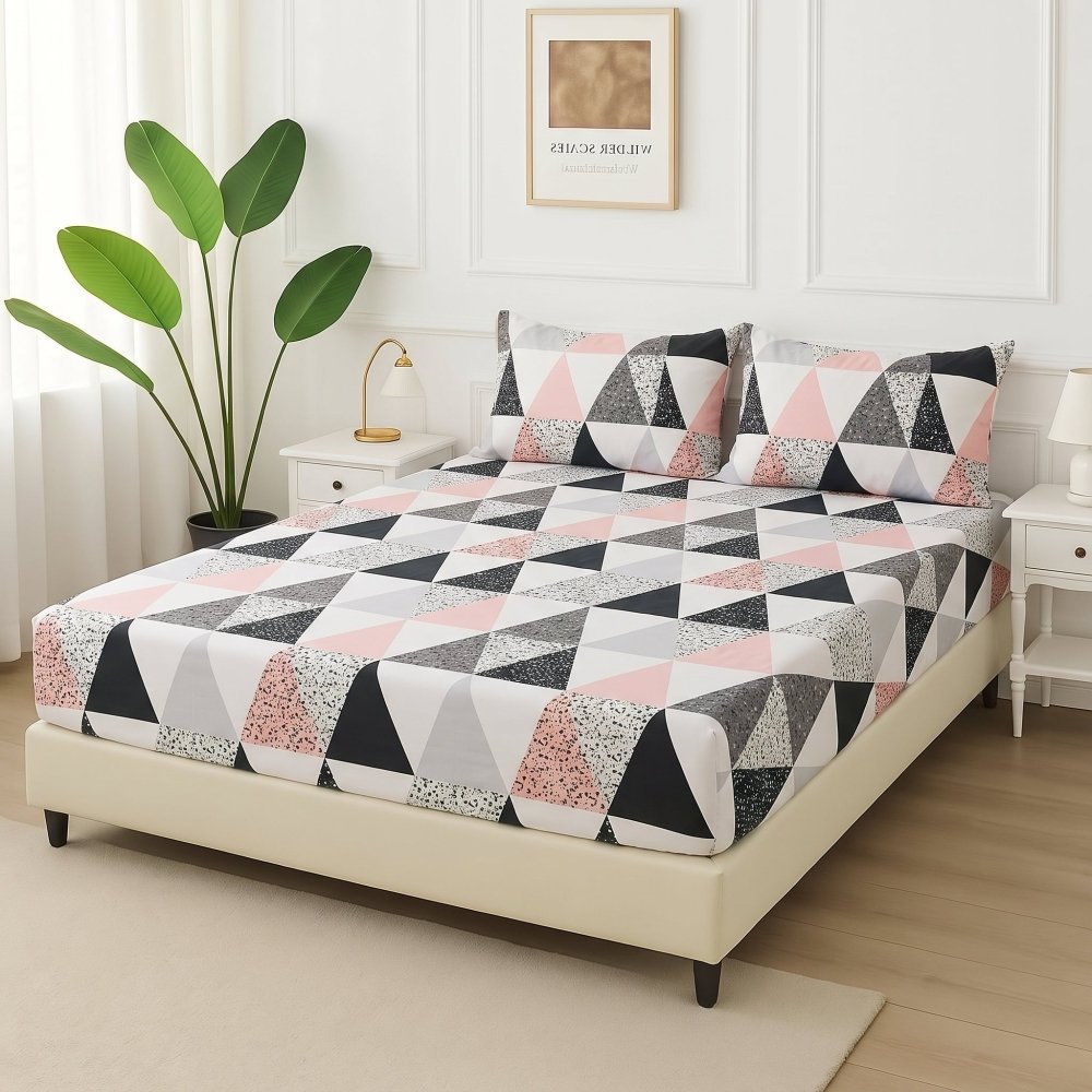 Chroma Triangle Mosaic - Fitted Bedsheet Set - Zaraish.com