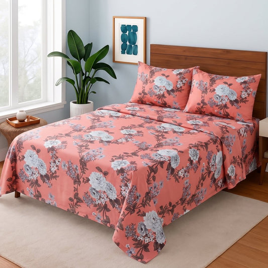 Coral Vintage Rose - Bedsheet Set - Zaraish.com