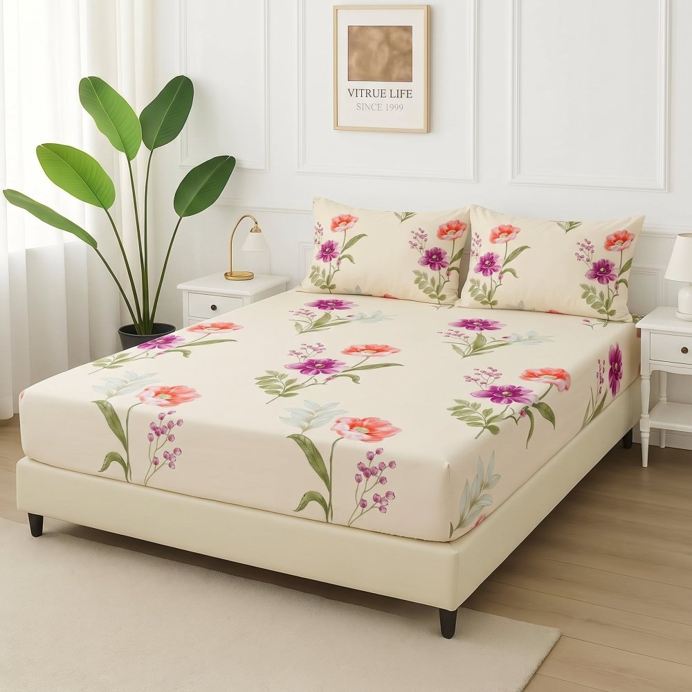 Cream Blossom Tapestry Brown Bedspread - 6 Pcs - Zaraish.com