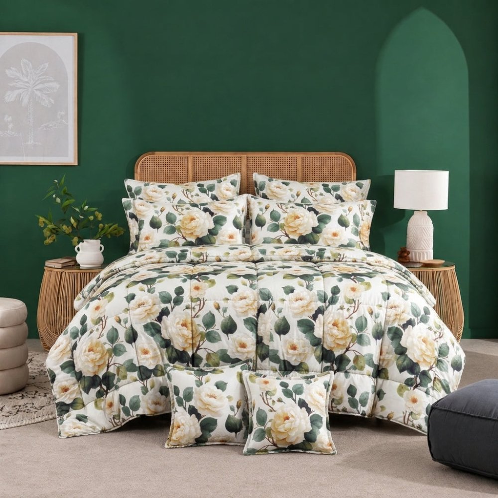 Cream Elegance - 8pcs Premium Comforter Set - Zaraish.com