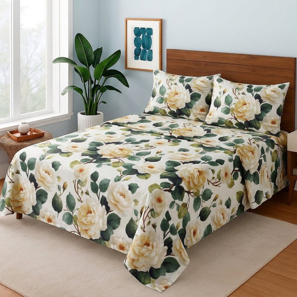 Cream Elegance - Bedsheet Set - Zaraish.com
