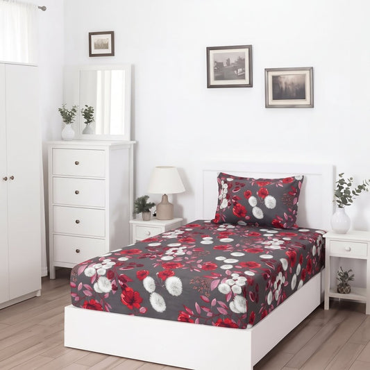 Crimson Dusk - SINGLE Fitted Bedsheet Set - Zaraish.com