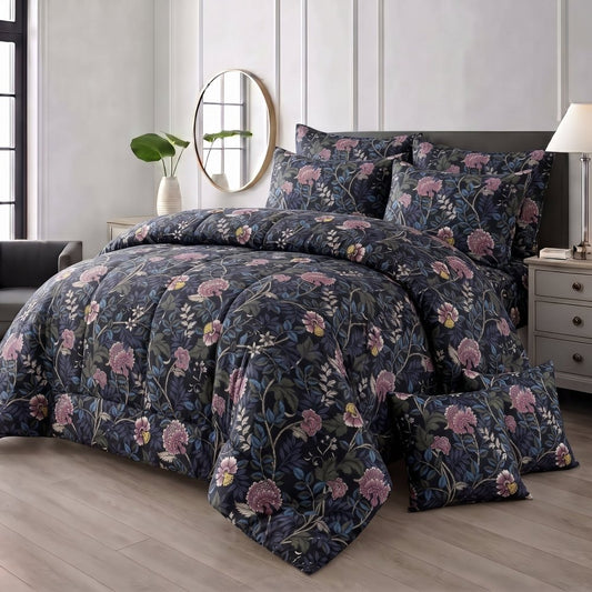Dark Sapphire Meadow - 8 pcs WINTER RAZAI Set (HEAVY FILLING) - Zaraish.com