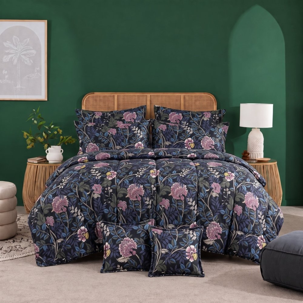 Dark Sapphire Meadow - 8pcs Premium Comforter Set - Zaraish.com