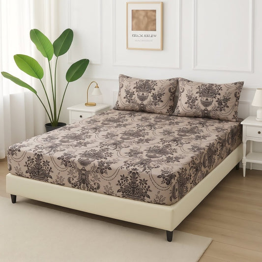 Earthy Damask - Fitted Bedsheet Set - Zaraish.com