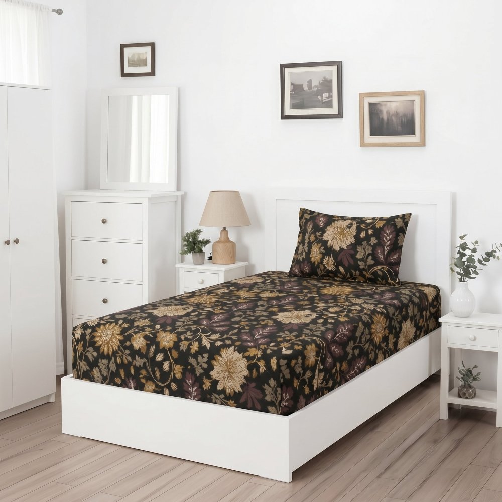 Forest patta - SINGLE Fitted Bedsheet Set - Zaraish.com