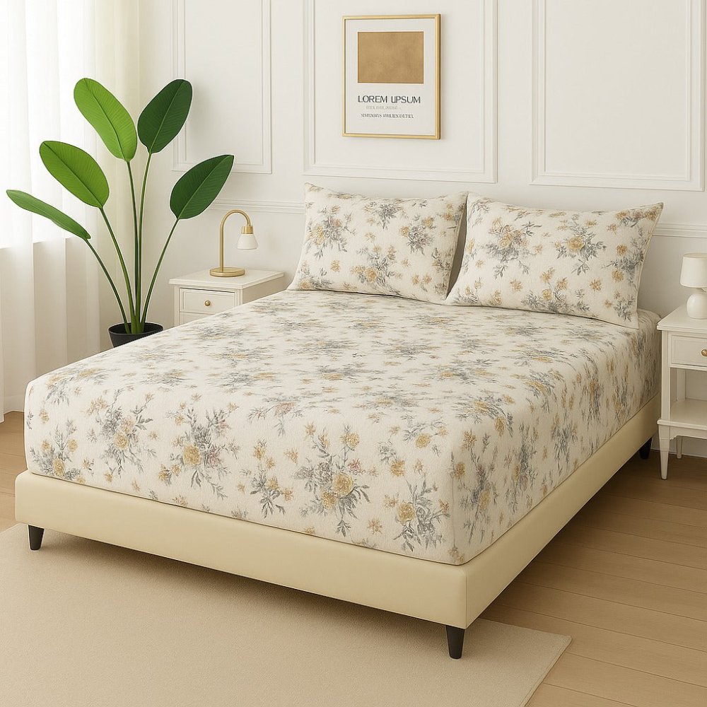 GOLD LEAVES - Fitted Bedsheet Set - Zaraish.com
