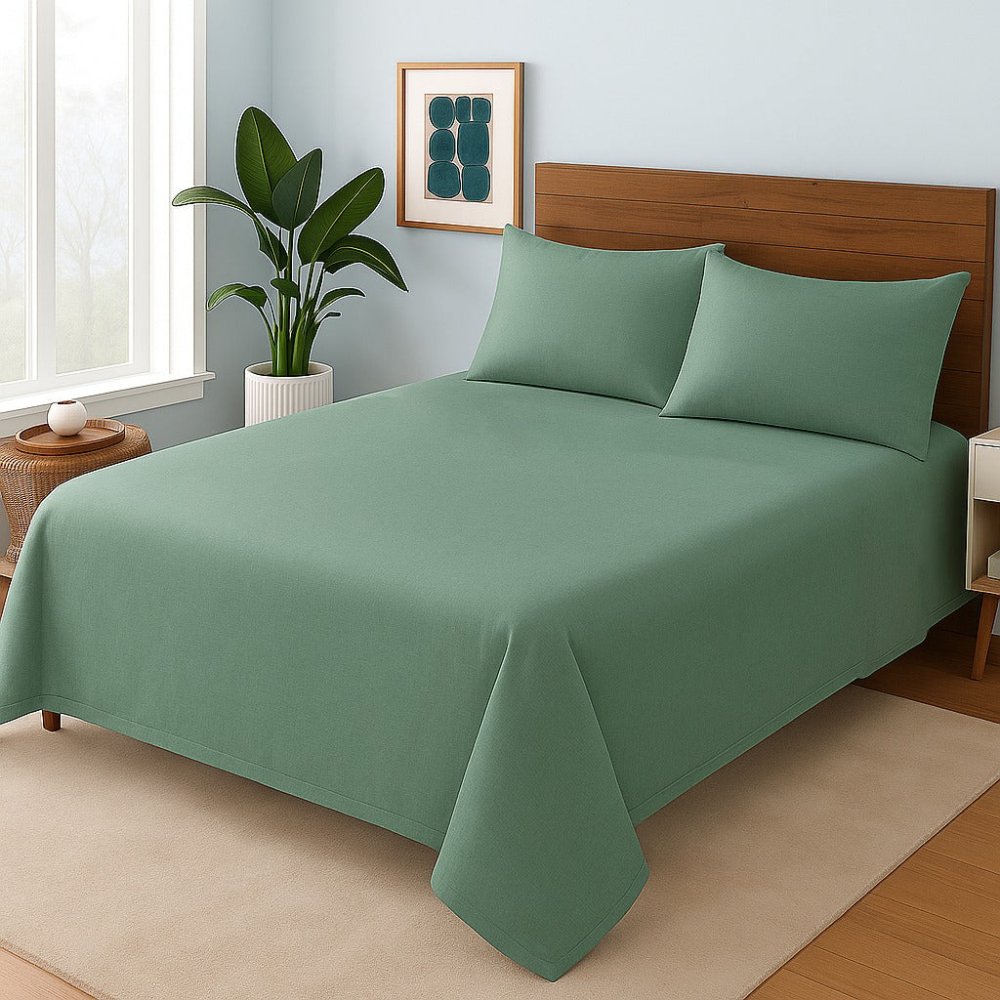 GREEN PLAIN - Bedsheet Set - Zaraish.com