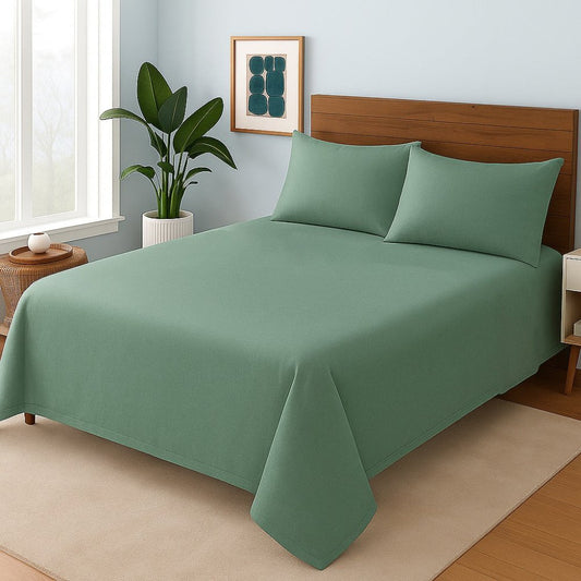 GREEN PLAIN - Bedsheet Set - Zaraish.com