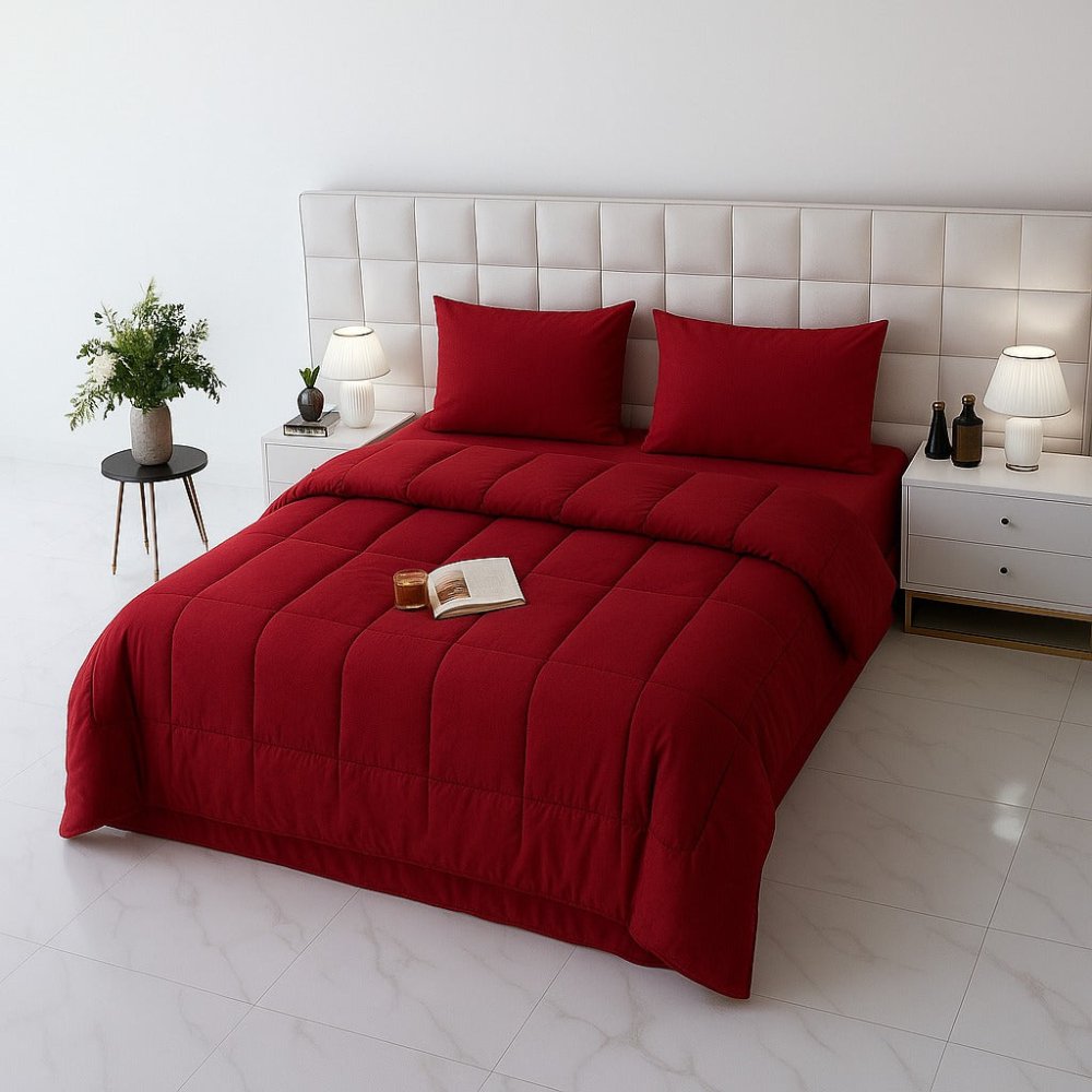 Maroon Plain - WINTER RAZAI Set (HEAVY FILLING) - Zaraish.com