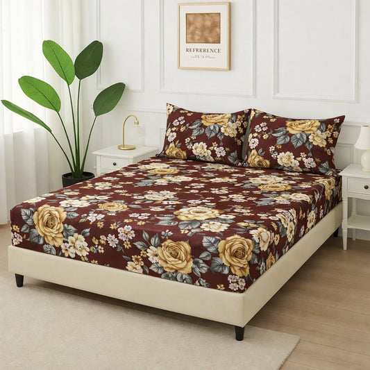 Maroon Tulip - Fitted Bedsheet Set - Zaraish.com