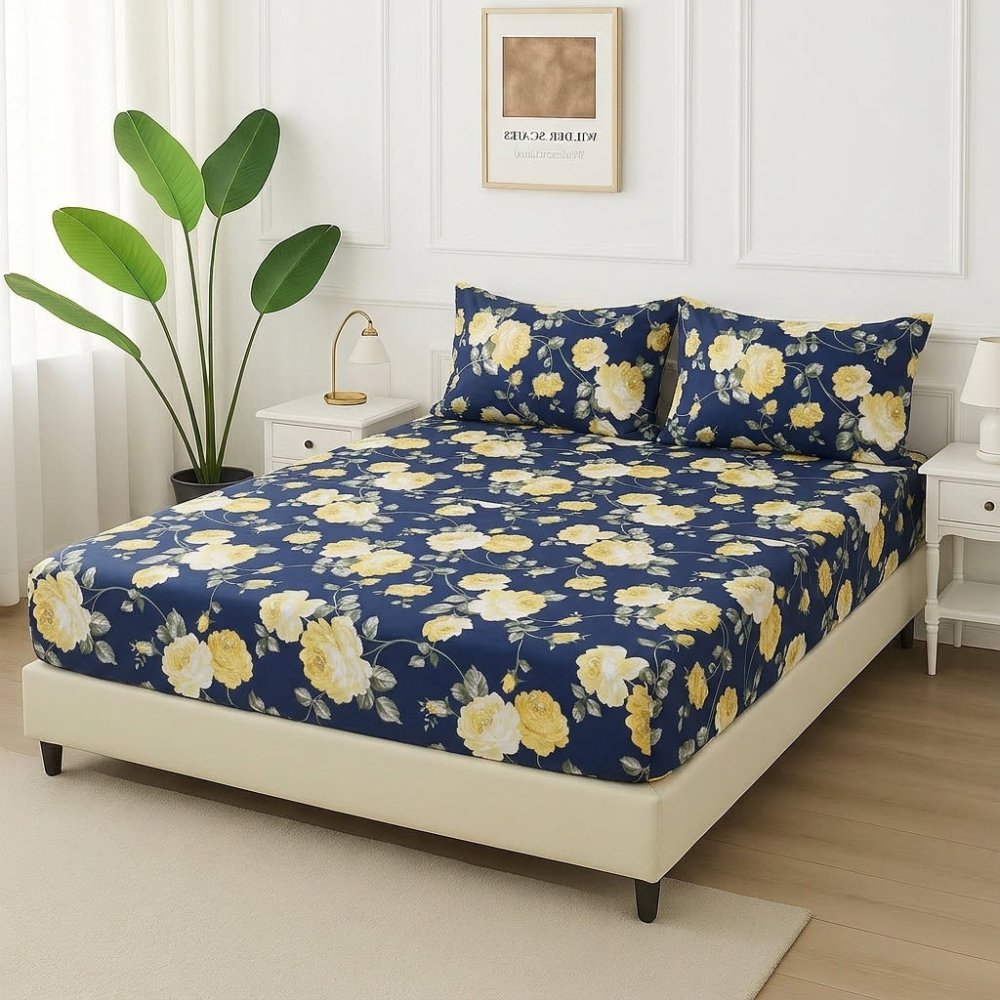 Midnight Marigold - Fitted Bedsheet Set - Zaraish.com
