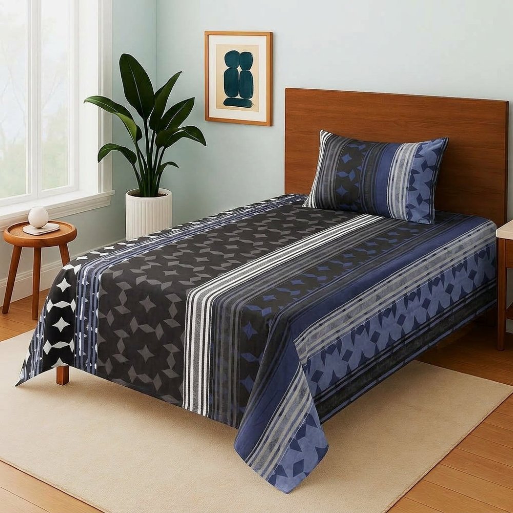 Midnight Panel Grid - Single Bedsheet Set - Zaraish.com