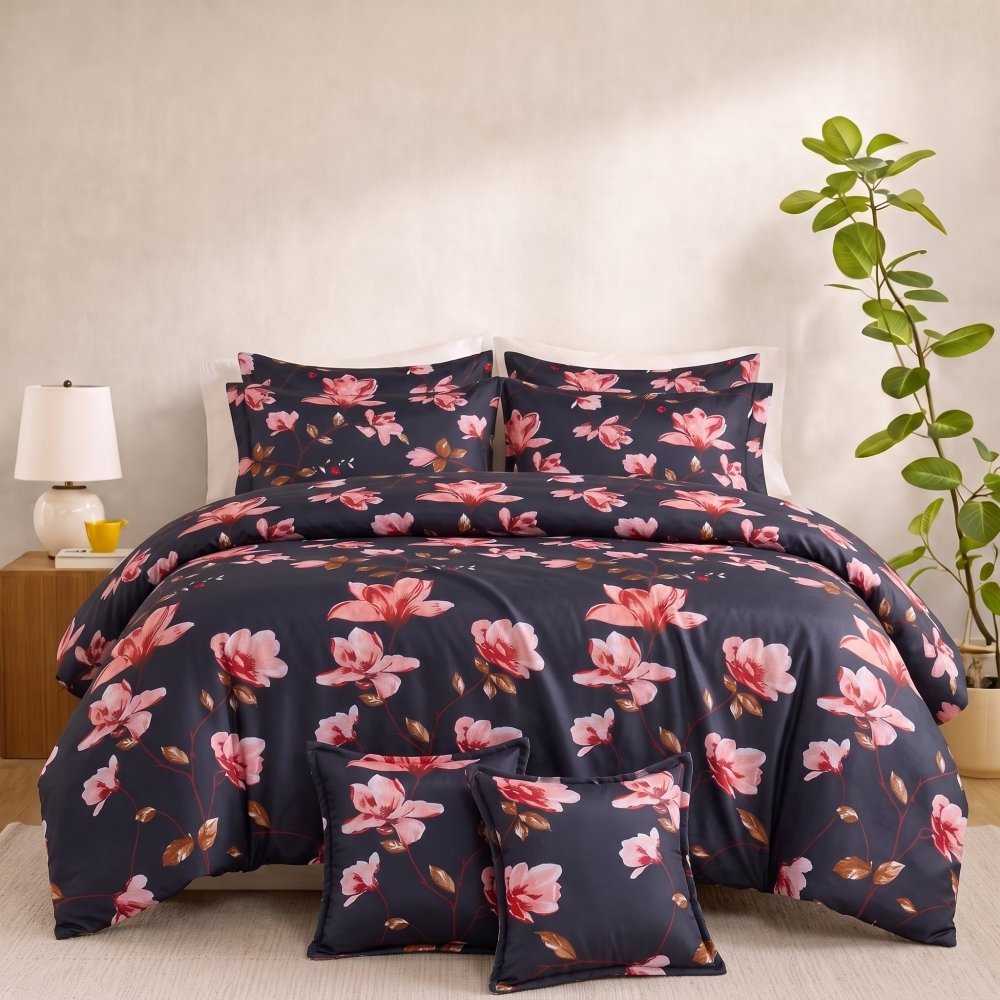 Midnight Twilight Flora - 8pcs Quilt Cover Set (Without Filling) - Zaraish.com