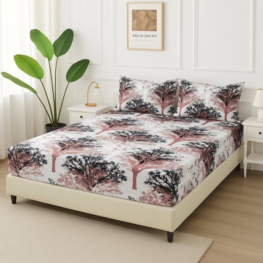 Monochrome Forest - Fitted Bedsheet Set - Zaraish.com