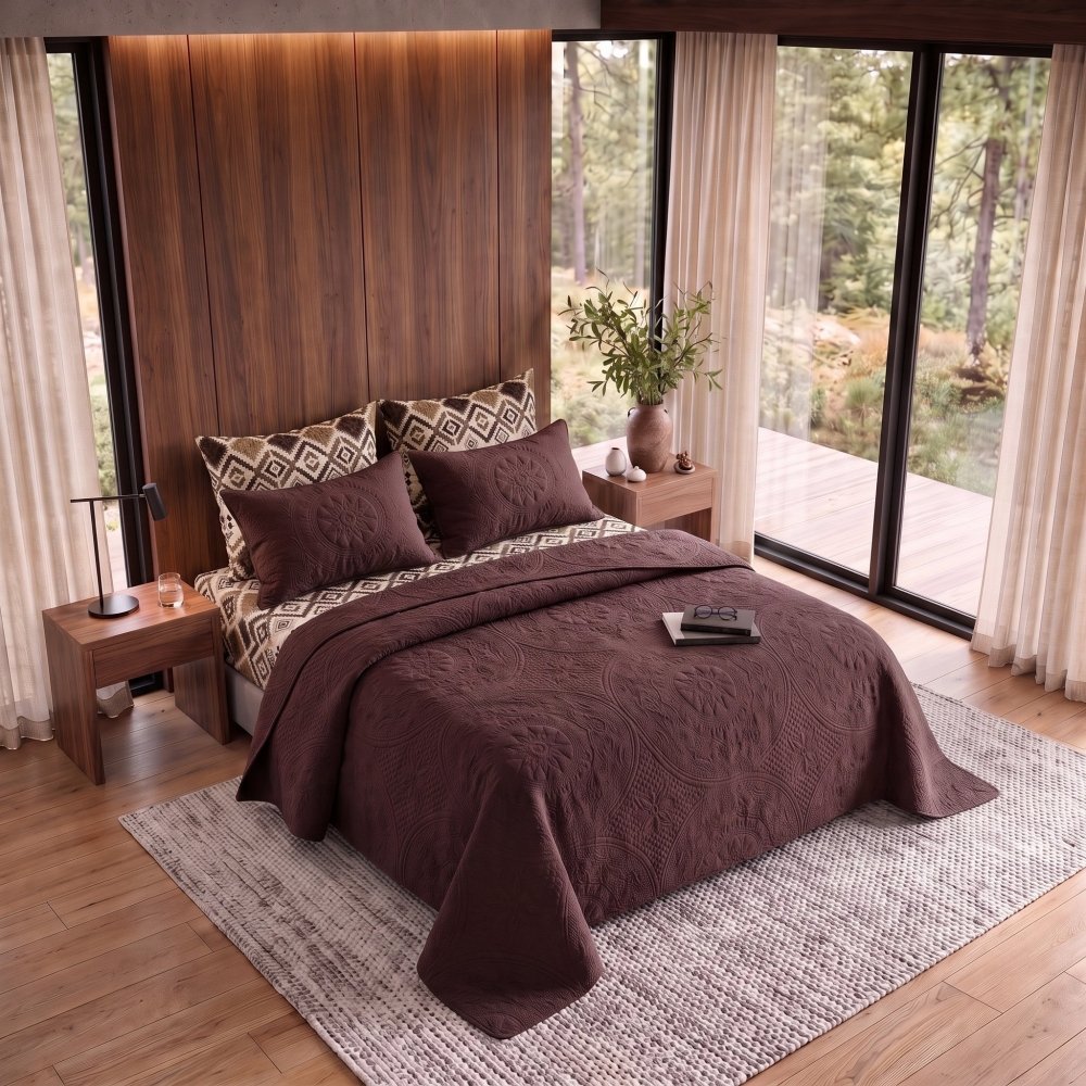 Nomad Mosaic Brown Bedspread - 6 Pcs - Zaraish.com