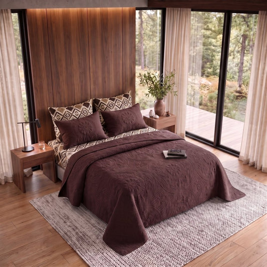 Nomad Mosaic Brown Bedspread - 6 Pcs - Zaraish.com
