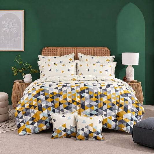Nordic Geometric Cascade - 8pcs Premium Comforter Set - Zaraish.com