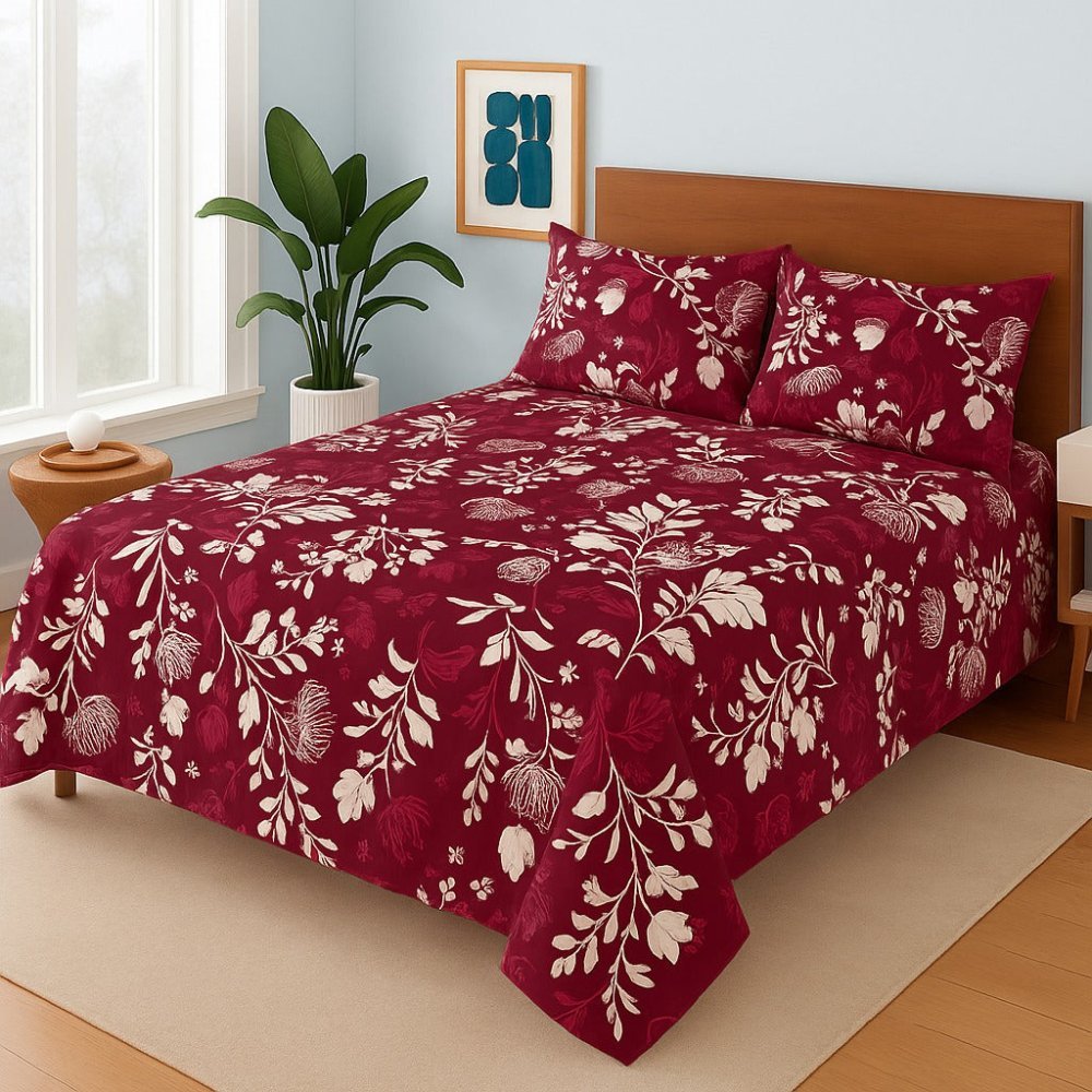Nukes Maroon Bedspread - 6 Pcs - Zaraish.com