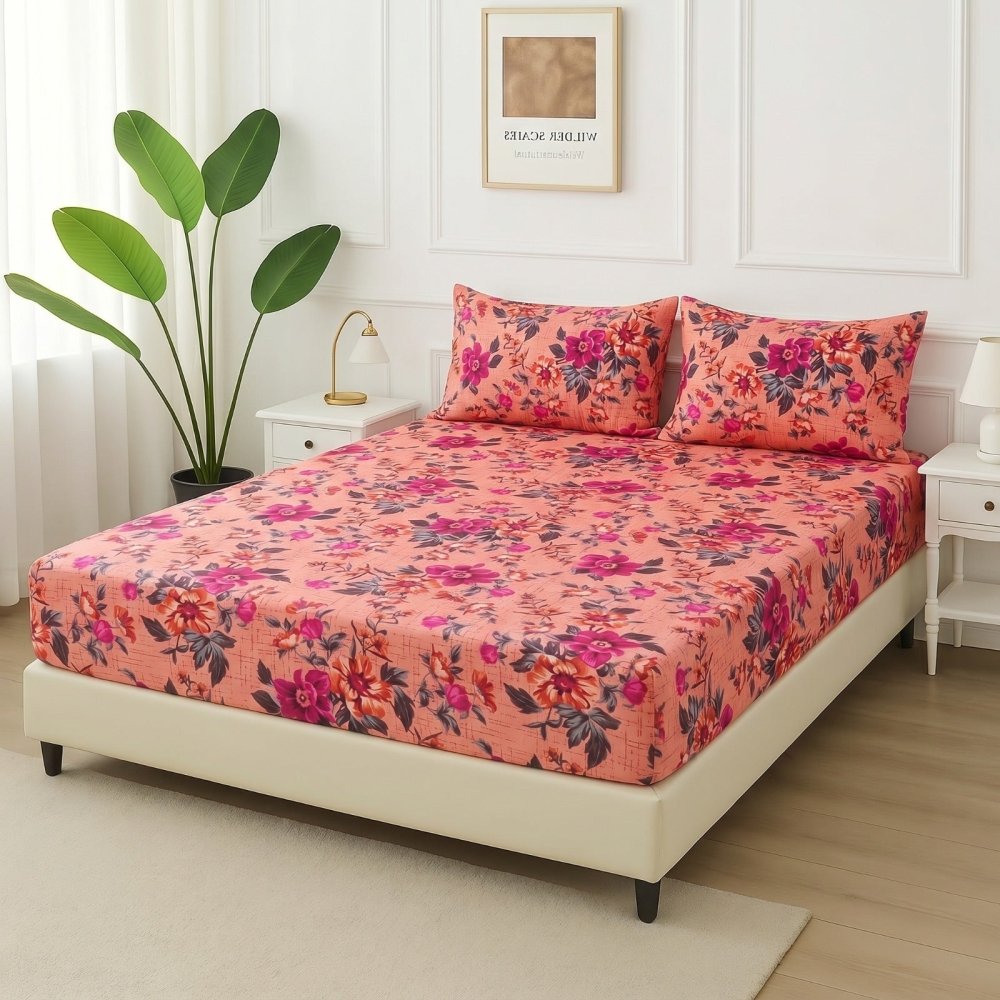 Peach Paradise - Fitted Bedsheet Set - Zaraish.com