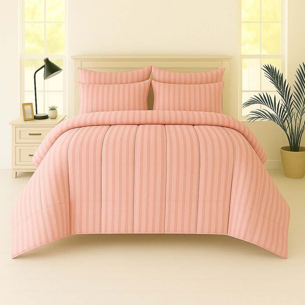 PINK STRIPE - Premium SUMMER 6pcs Comforter Set - Zaraish.com