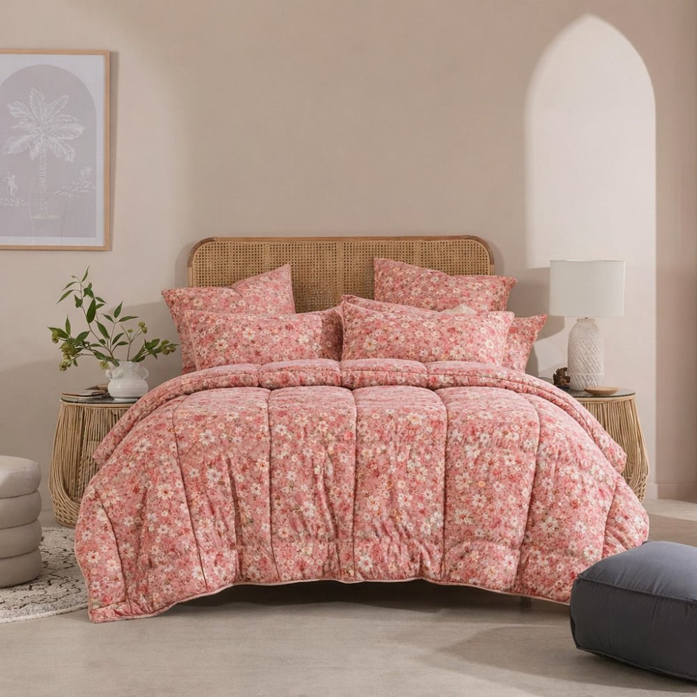 Pinky Bloom - 6pcs Premium Comforter Set - Zaraish.com