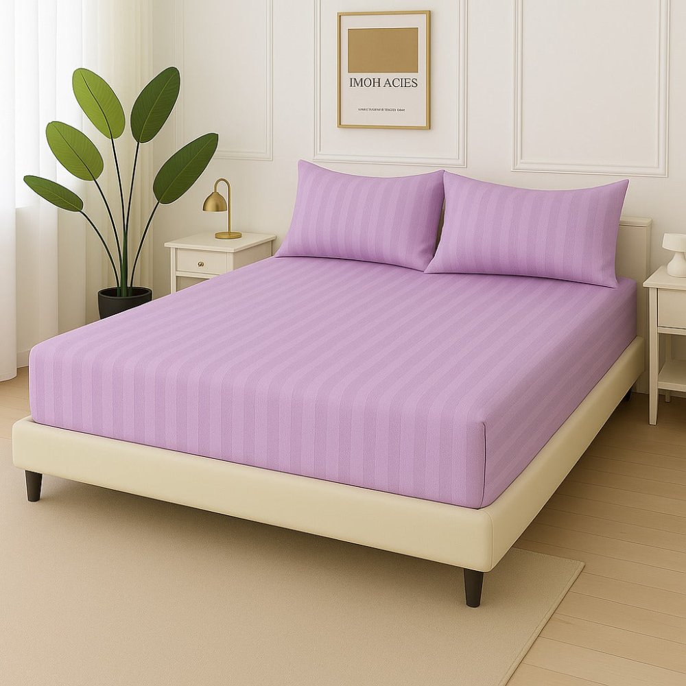 PLUM STRIPE - Fitted Bedsheet Set - Zaraish.com