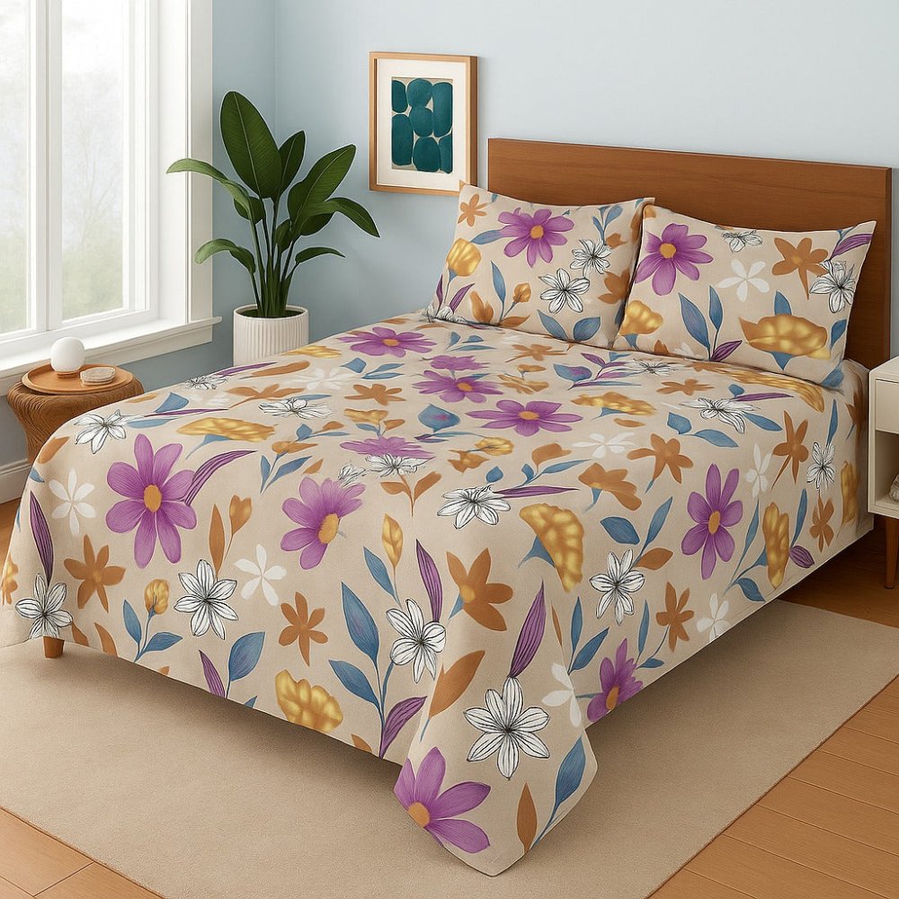 Purple Flower - Bedsheet Set - Zaraish.com