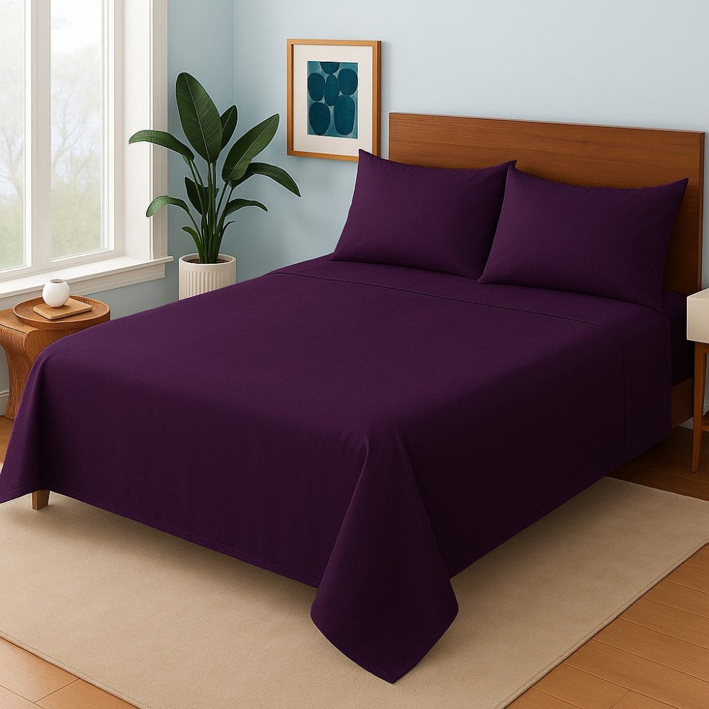Purple Plain - Bedsheet Set - Zaraish.com