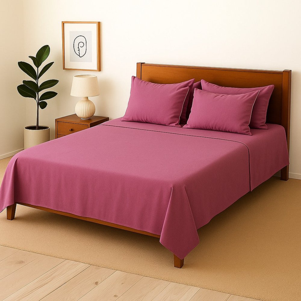 PURPLE PLAIN - Bedsheet With 4 Pillow Covers - Zaraish.com