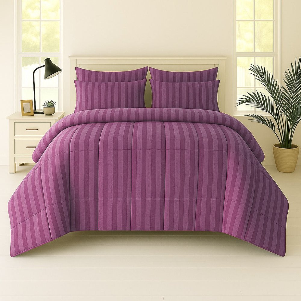 PURPLE STRIPE - Premium SUMMER 6pcs Comforter Set - Zaraish.com